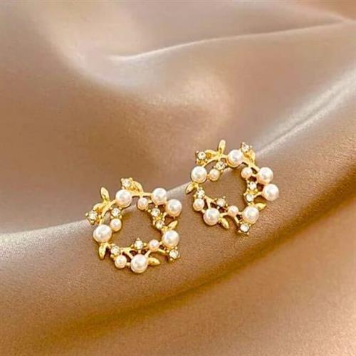 Pearl and Stone Korean Earrings - 